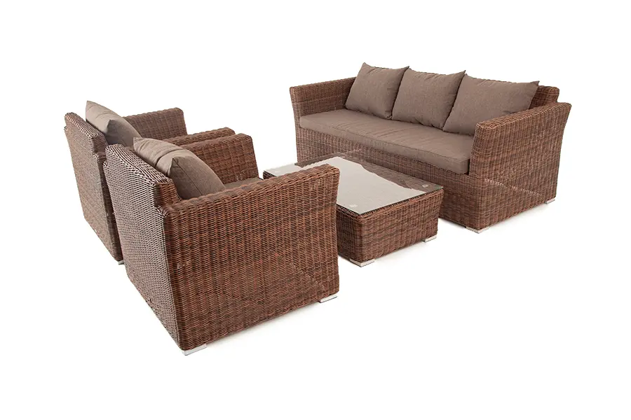 "Капучино" лаунж-зона из искусственного ротанга, цвет коричневый (sis) | Интернет магазин Масса Мебель