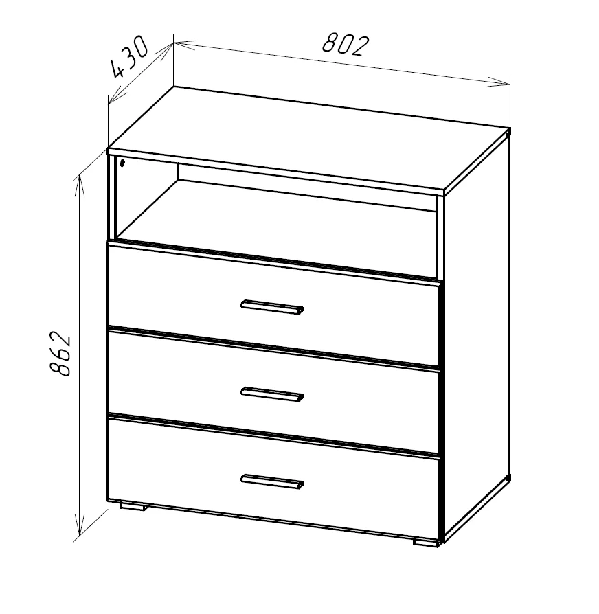 Комод GLOSS КМ-3 белый/белый глянец (NK) - интернет магазин Масса Мебель