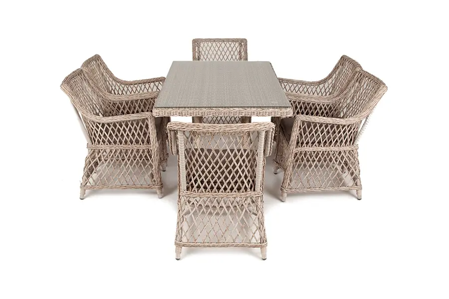 "Латте" обеденная группа плетеная, цвет бежевый (sis) | Интернет магазин Масса Мебель