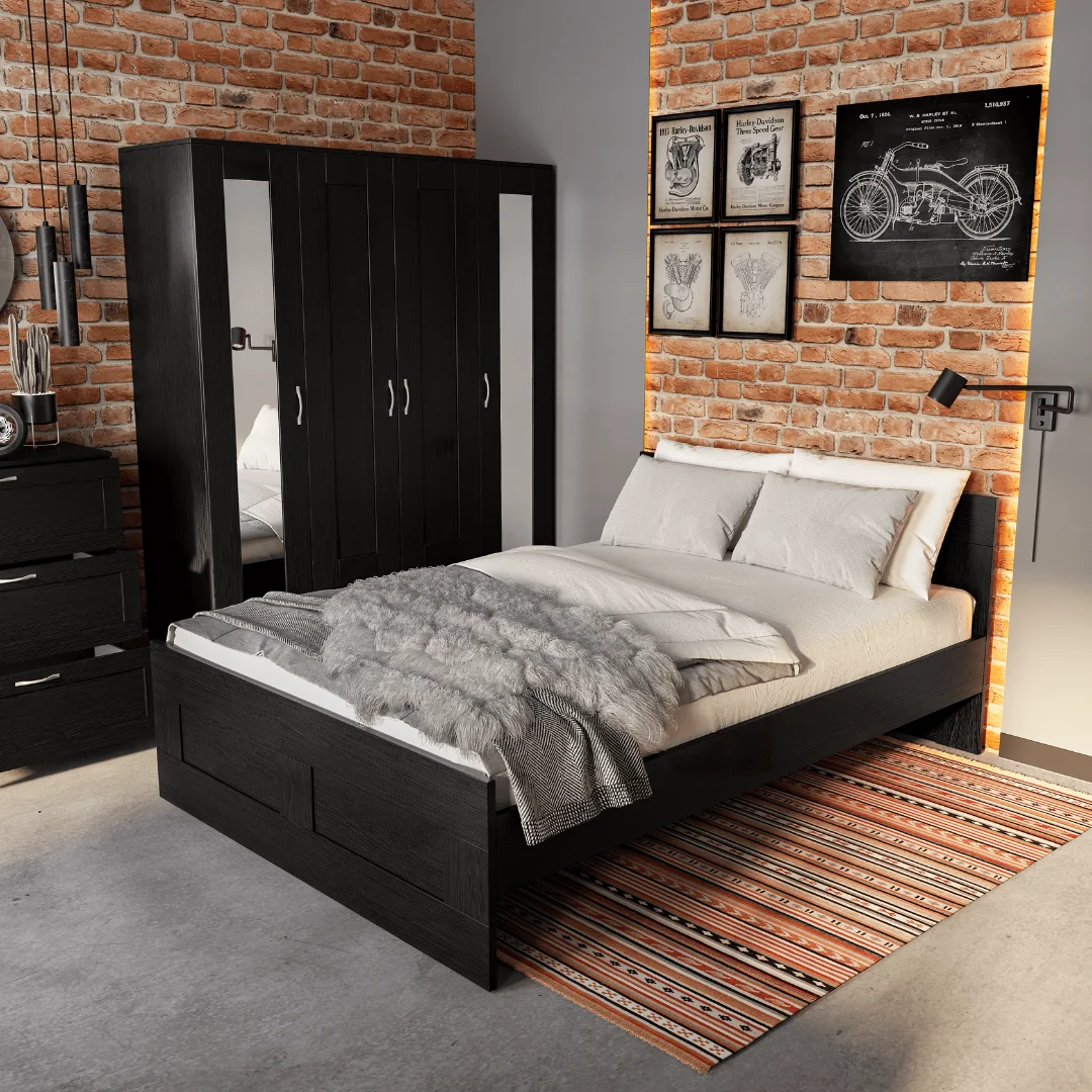 Шкаф четырехстворчатый комбинированный с зеркалами Сириус 4 двери и 1 ящик дуб венге (GL)