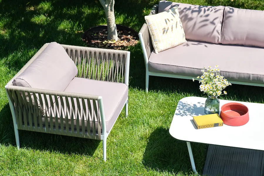 "Касабланка" лаунж-зона плетеная из роупа 5-местная, цвет серо-коричневый (sis) | Интернет магазин Масса Мебель