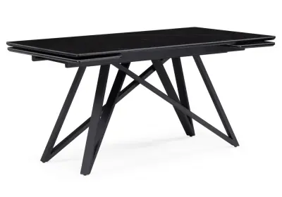 Стол обеденный раскладной Вектор (Черный матовый )