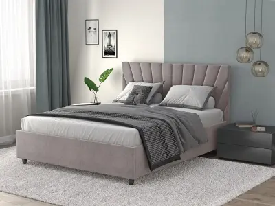 Кровать мягкая двуспальная Роксана 160х200 (MSS) (Коричневый)