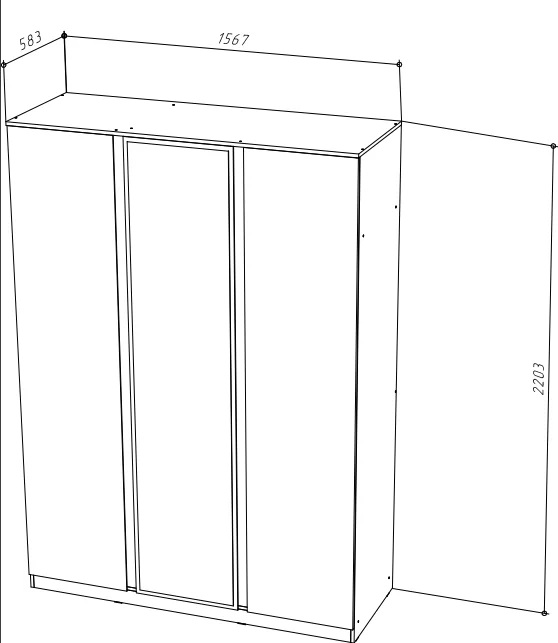 Шкаф трехстворчатый с зеркалом STERN белый (NK) - интернет магазин Масса Мебель