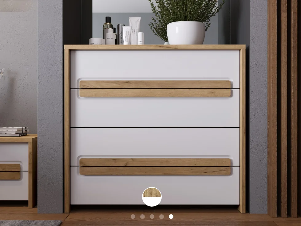 Модульная спальня Соренто композиция 2 дуб краф золотой/сатин белый (EM) | Интернет магазин Масса Мебель