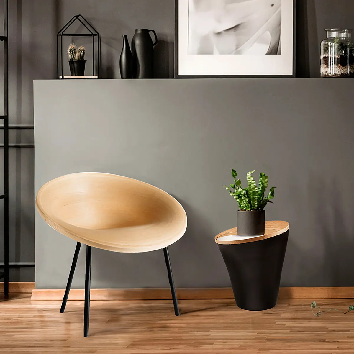 Кофейный столик NAG (шпон дуба/стекло/металл) (MON)