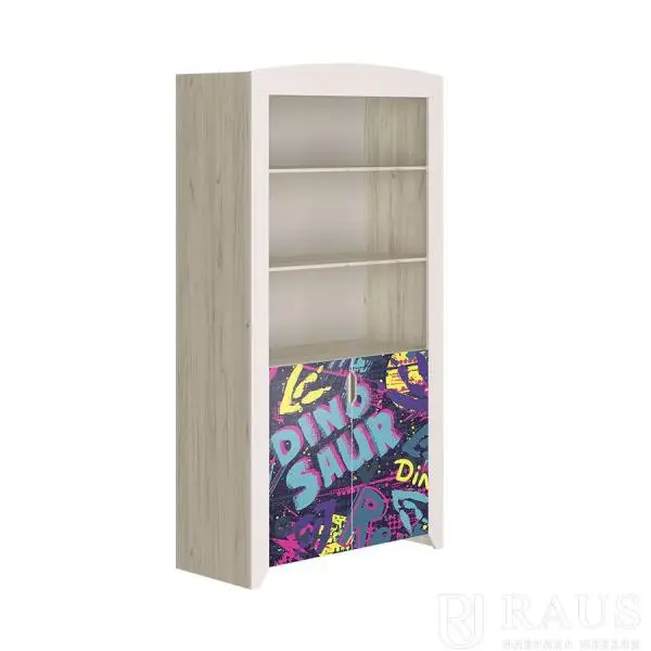Шкаф открытый Буква (дуб крафт белый/дино) Выставочный образец