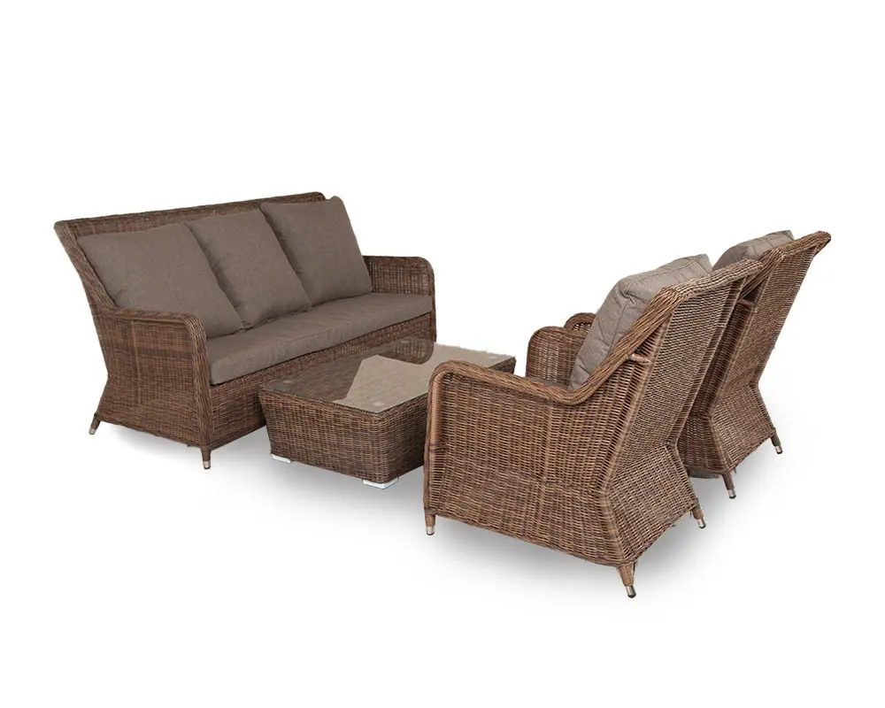 "Гляссе" лаунж-зона из искусственного ротанга, цвет коричневый (sis) | Интернет магазин Масса Мебель