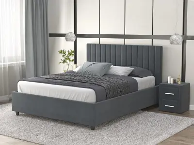 Кровать мягкая двуспальная Саманта 180х200 (MSS) (Серый)