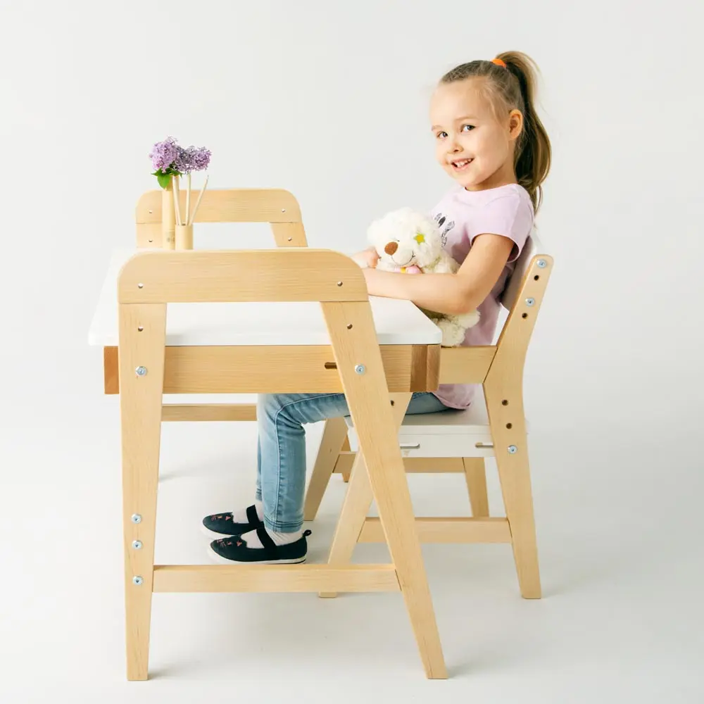 Растущая мебель стол письменный регулируемый Робин Wood KIDS Массив (POP) | Интернет магазин Масса Мебель