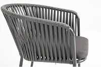 "Бордо" стул плетеный из роупа, каркас алюминий темно-серый (RAL7024) шагрень, роуп серый 15мм, ткань серая (sis) | Интернет магазин Масса Мебель