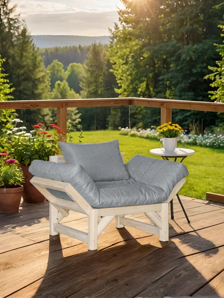 Кресло-кровать для отдыха Бинго из массива березы (Серый) (EL) | Интернет магазин Масса Мебель