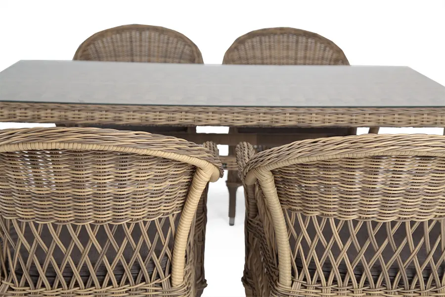 "Амароне" обеденная группа из искусственного ротанга на 6 персоны, цвет соломенный (sis) | Интернет магазин Масса Мебель