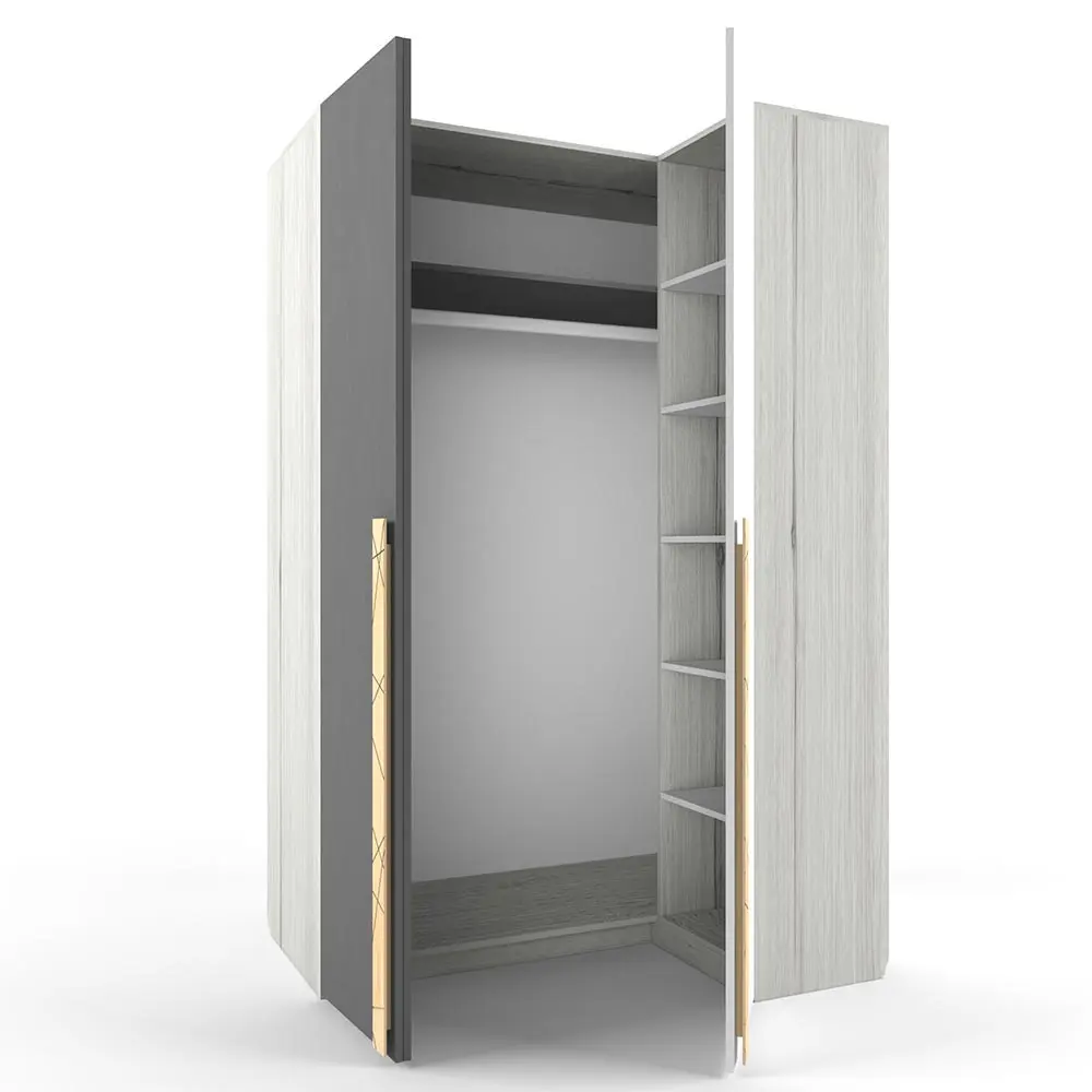 Шкаф угловой левый гармошка НьюТон Грэй темно серый лофт  (POP)