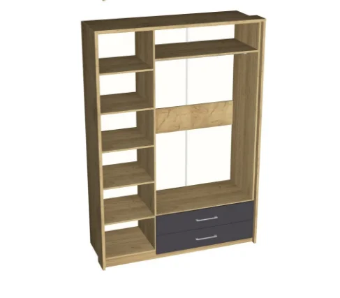 Шкаф распашной трехстворчатый коллекция Бруклин (Дуб Краф золотой/Антрацит) EM - интернет магазин Масса Мебель