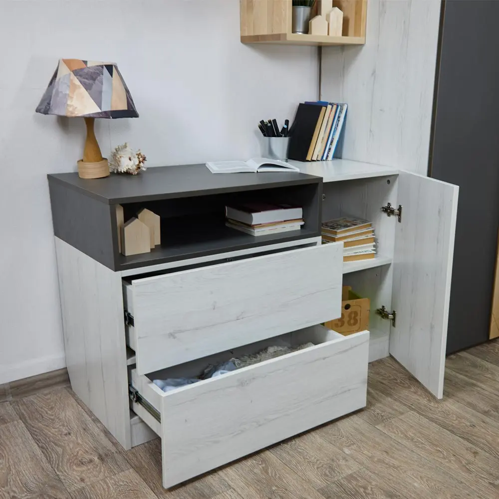 Стол письменный трансформер с тумбой коллекция НьюТон Грэй (POP) | Интернет магазин Масса Мебель