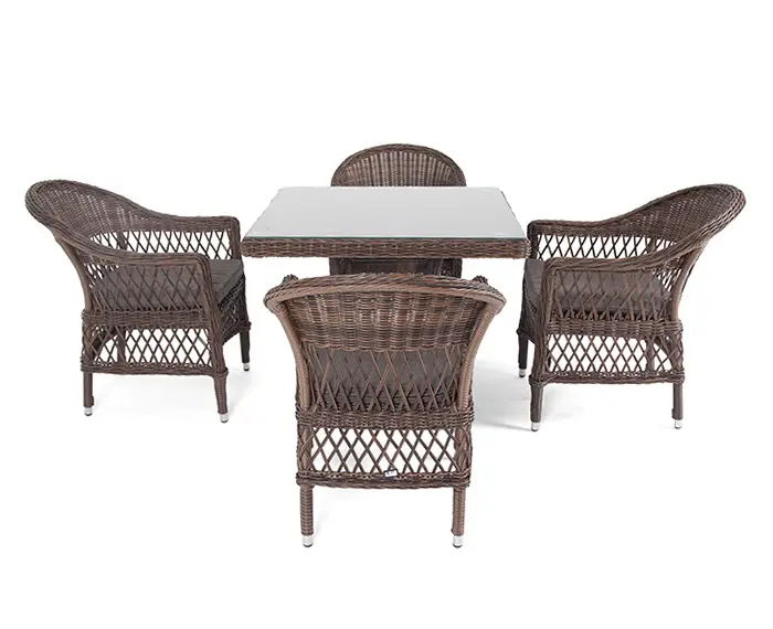 "Сицилия" обеденная группа плетеная, цвет коричневый (sis) | Интернет магазин Масса Мебель