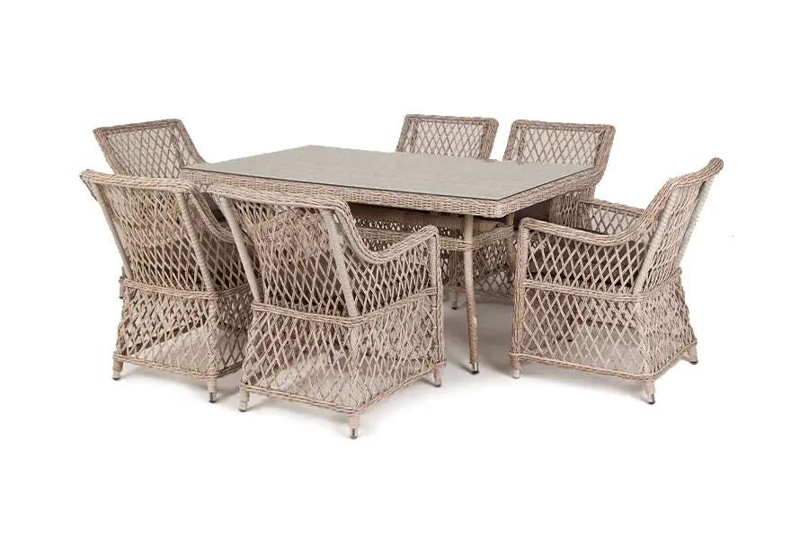 "Латте" обеденная группа плетеная, цвет бежевый (sis) | Интернет магазин Масса Мебель