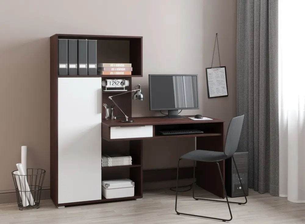 Стол письменный Квадро Венге/Белый Лофт (NK) | Интернет магазин Масса Мебель