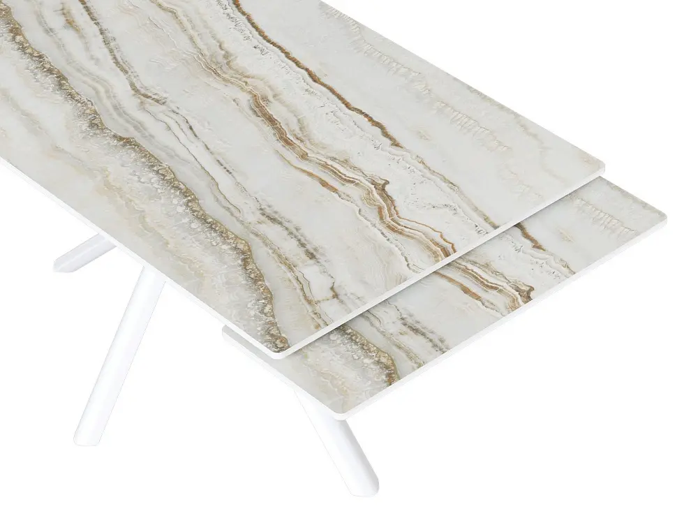 Стол обеденный раздвижной Монако 120х80 керамика белый/белый (STPR) - интернет магазин Масса Мебель