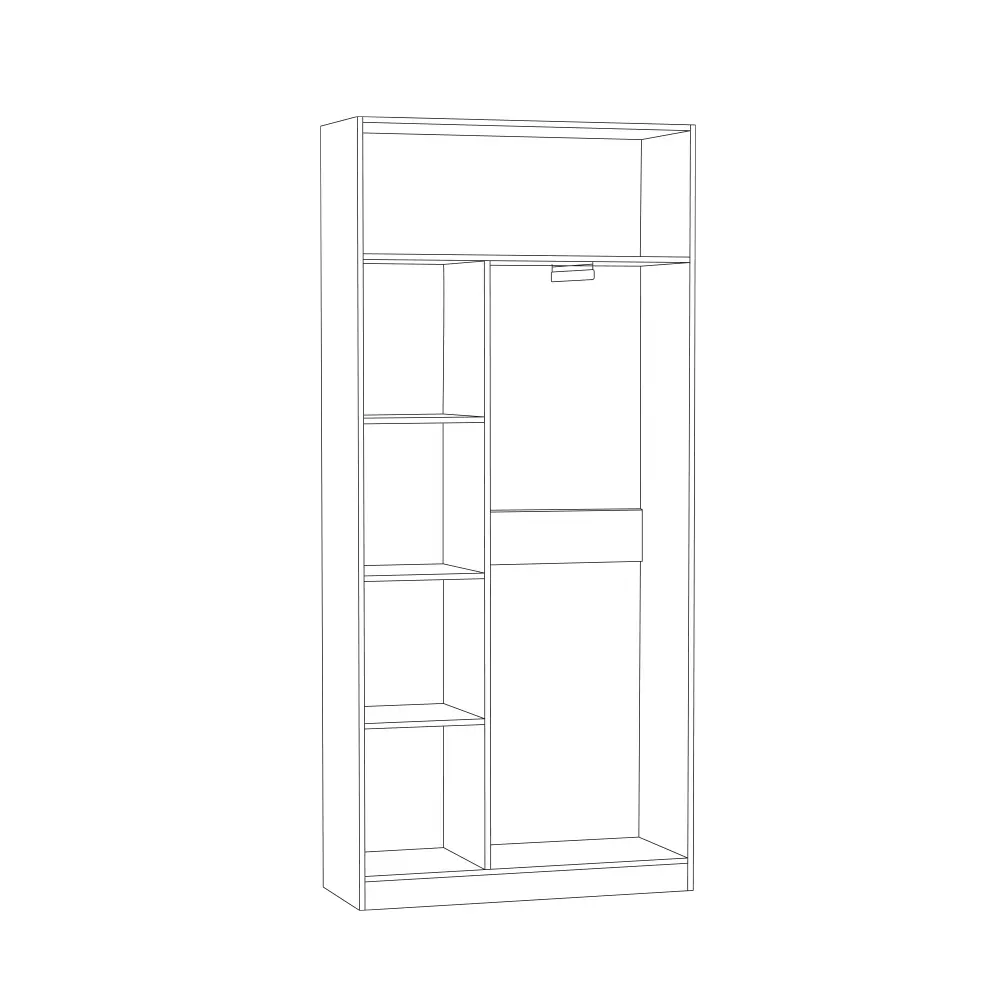 Шкаф для одежды узкий Ливерпуль белый ясень ваниль ( без карниза) (Mob) | Интернет магазин Масса Мебель