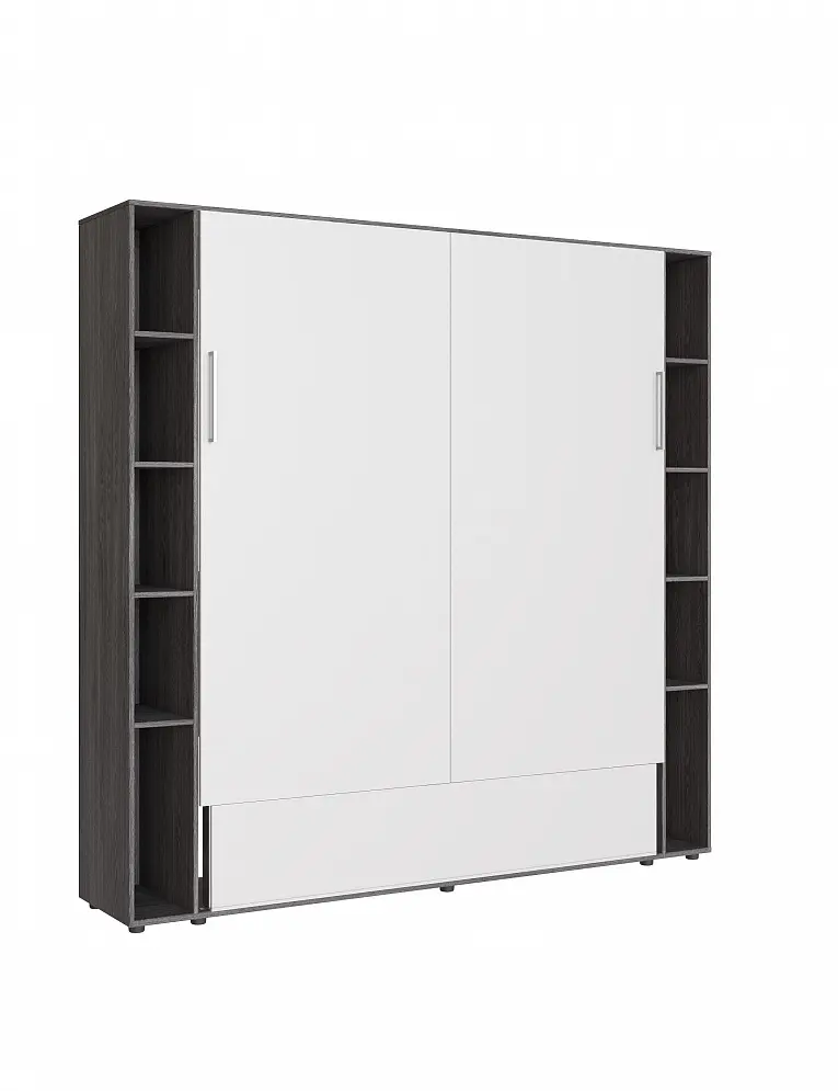 Встроенная кровать-трансформер с диваном черный ясень / перламутр | Интернет магазин Масса Мебель