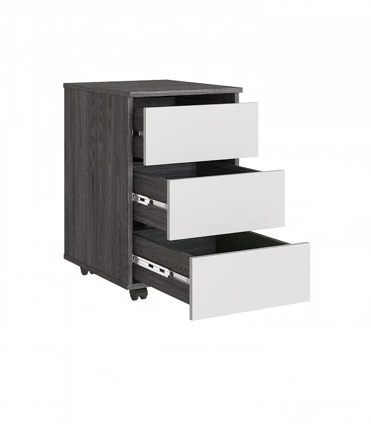 Детская мебель-трансформер с кроватью-столом и двумя шкафами черный ясень / перламутр 