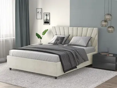 Кровать мягкая двуспальная Роксана 140х200 (MSS) (Бежевый)