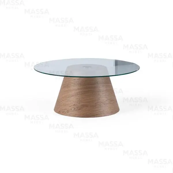 Стол журнальный OSLO Дуб/Стекло (МДФ/Шпон дуба) Турция Выставочный образец