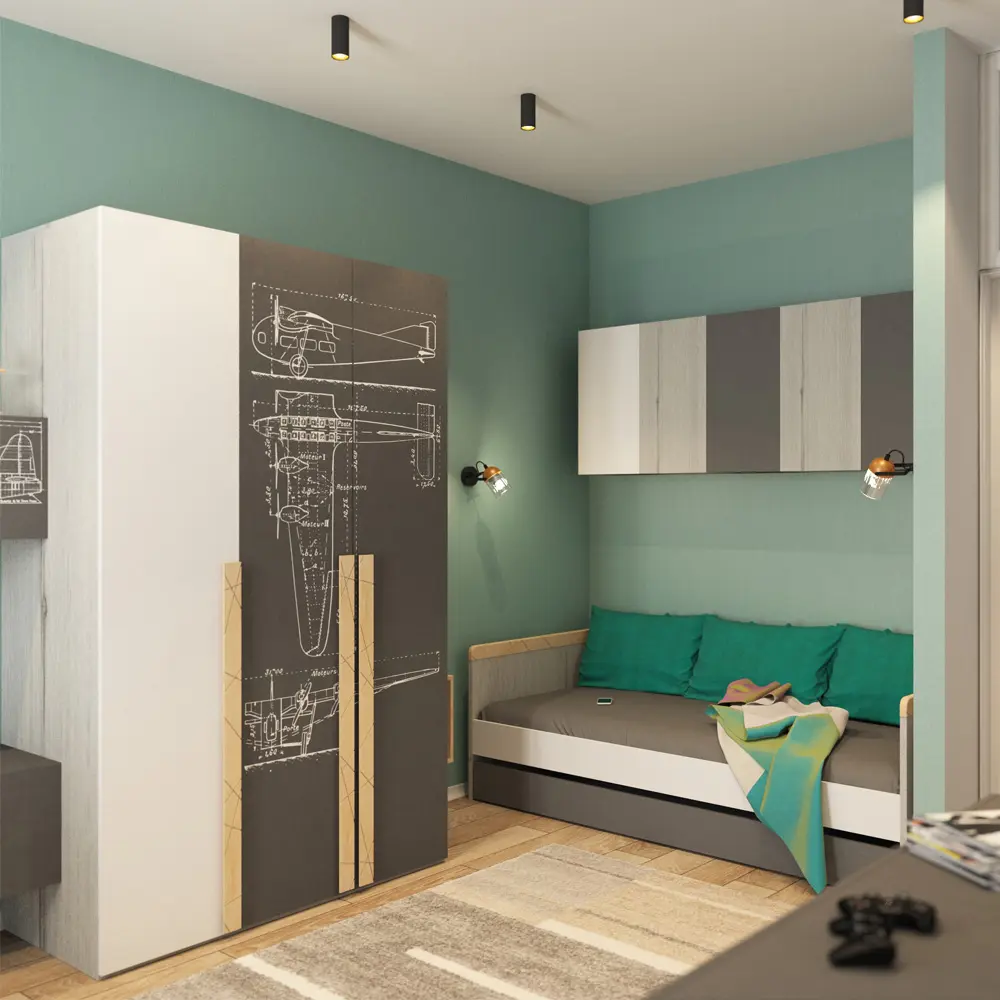 Шкаф двухстворчатый НьюТон Грэй АВИАТОР