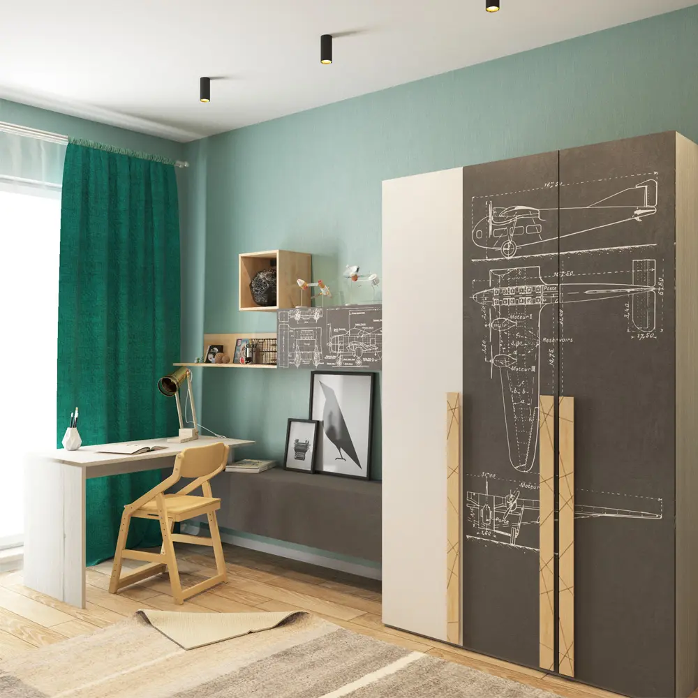 Шкаф двухстворчатый  НьюТон Грэй АВИАТОР Темно серый лофт (POP) 