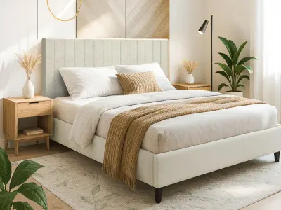 Кровать мягкая двуспальная Саманта 180х200 (MSS) (Бежевый)