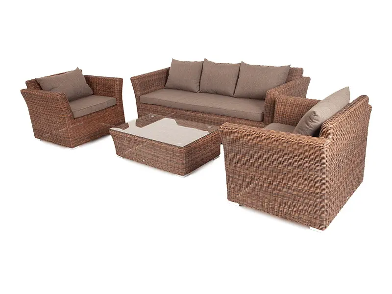 "Капучино" лаунж-зона из искусственного ротанга, цвет коричневый (sis) | Интернет магазин Масса Мебель