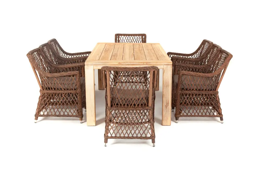 "Витория" обеденная группа плетеная, цвет коричневый (sis) снято | Интернет магазин Масса Мебель