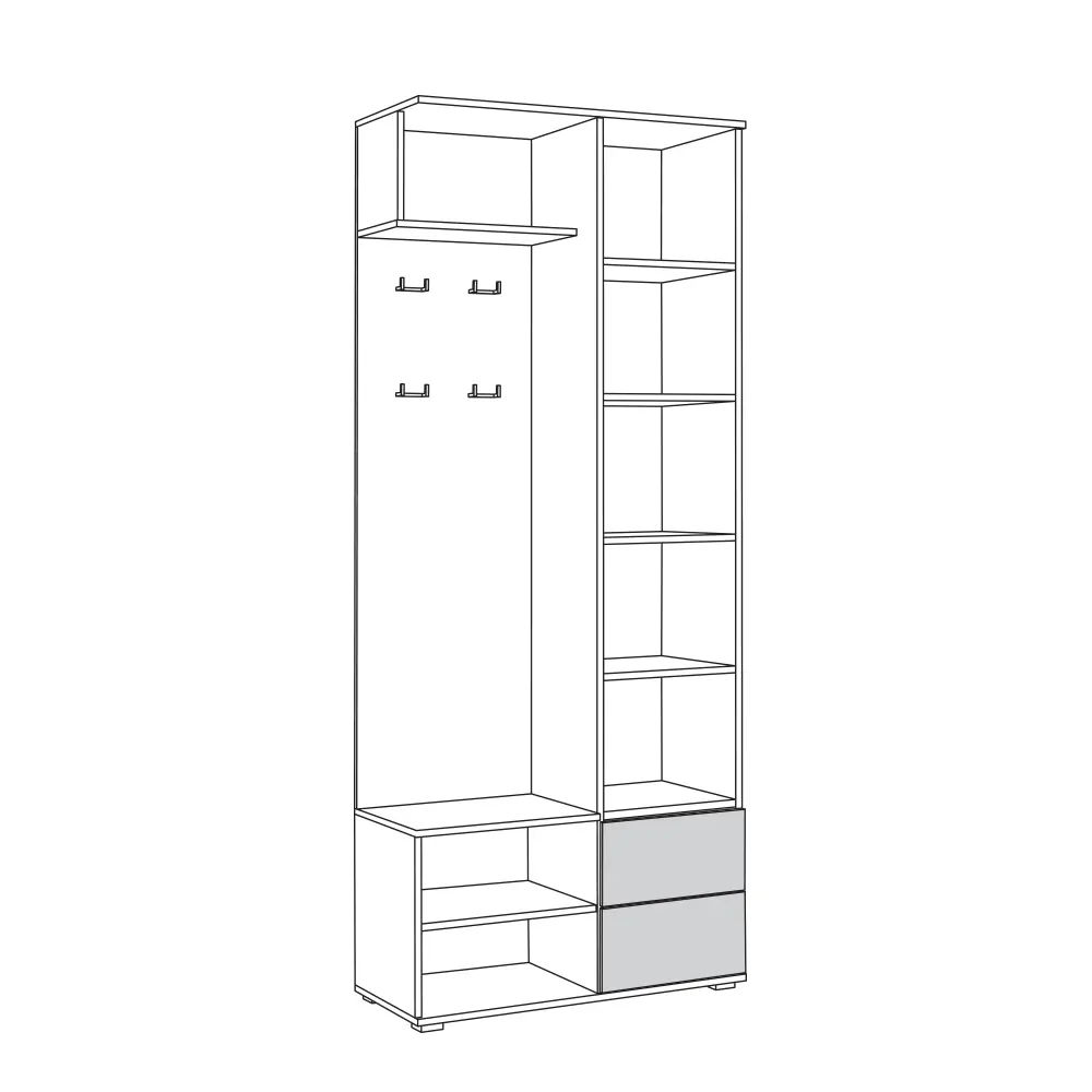 Шкаф -Прихожая комбинированный Куба 10.14 Дуб Сонома/белый премиум (Mob) | Интернет магазин Масса Мебель