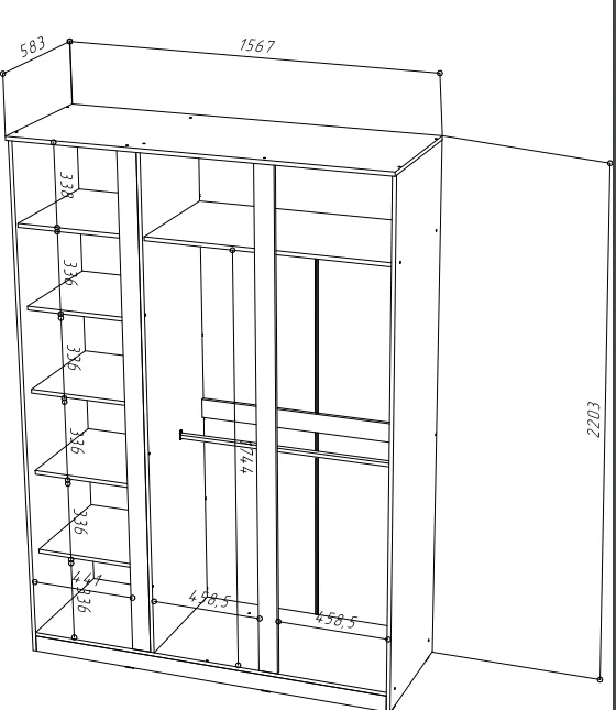 Шкаф трехстворчатый с зеркалом STERN белый (NK) - интернет магазин Масса Мебель