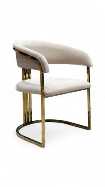 Стул мягкий Биен белый велюровый - золотой каркас, MASSA