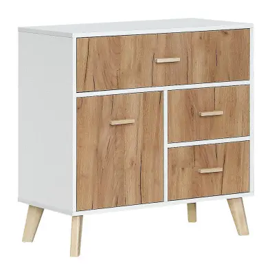 Комод Скандик деревянный большой для вещей или одежды 82х80 (Белый/Бежевый) (EL)