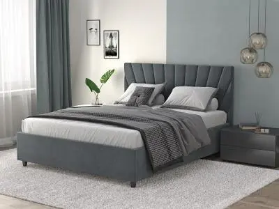 Кровать мягкая двуспальная Роксана 180х200 (MSS) (Серый)