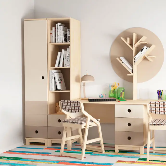 Стол письменный с тумбой Робин Wood клен/мокко/имбирь/беж (POP) (Бежевый) Выставочный образец