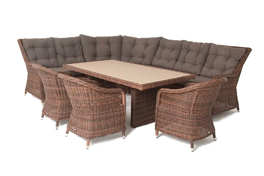 "Бергамо" обеденная группа угловая из искусственного ротанга, цвет коричневый (sis) | Интернет магазин Масса Мебель