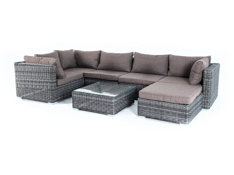 "Лунго" трансформирующаяся лаунж-зона из искусственного ротанга, цвет графит (sis) | Интернет магазин Масса Мебель
