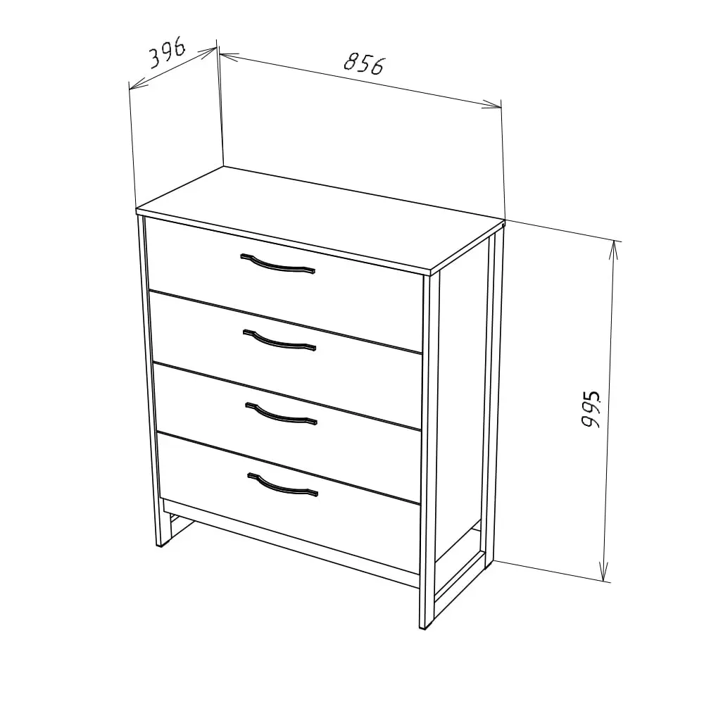 Комод HUGO Т-2 Дуб Гранж/Железный камень (NK) | Интернет магазин Масса Мебель
