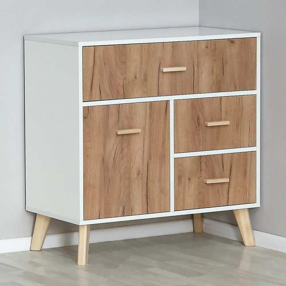 Комод Скандик деревянный большой для вещей или одежды 82х80 (Белый/Бежевый)