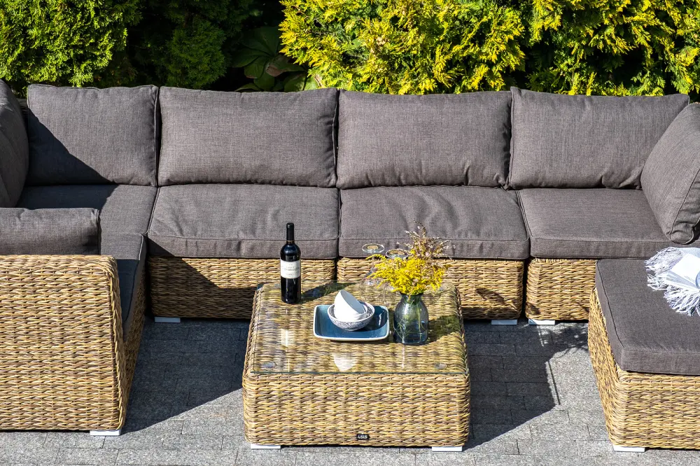 "Лунго" трансформирующаяся лаунж-зона из искусственного ротанга (гиацинт), цвет соломенный (sis) | Интернет магазин Масса Мебель