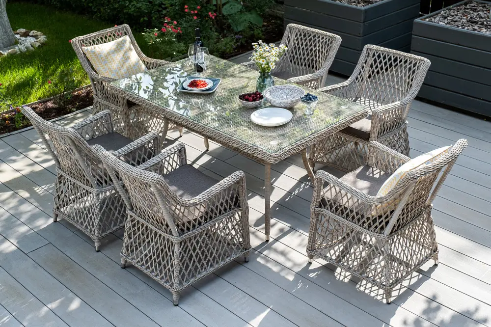 "Латте" обеденная группа плетеная, цвет бежевый (sis) | Интернет магазин Масса Мебель