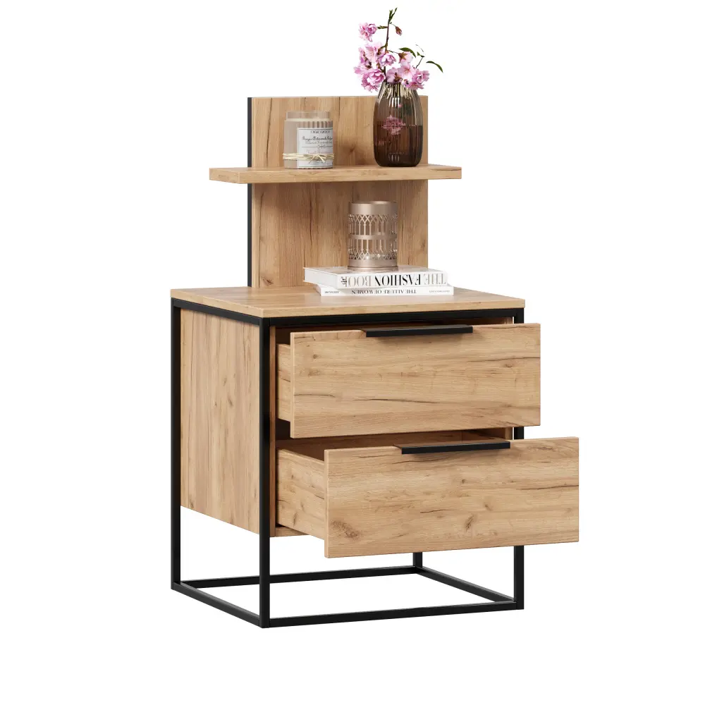 Тумба прикроватная с полкой Норд  (Дуб Золотой) ЛД | Интернет магазин Масса Мебель