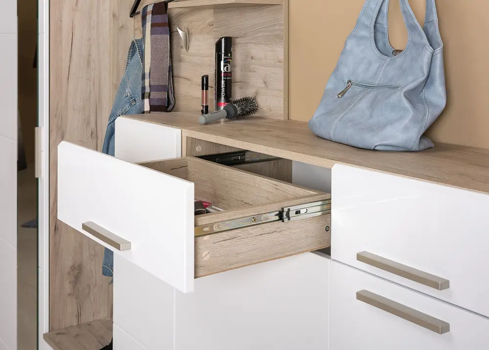 Комплект мебели в прихожую Лайн №1  Дуб серый крафт/белый глянец (Mob) | Интернет магазин Масса Мебель