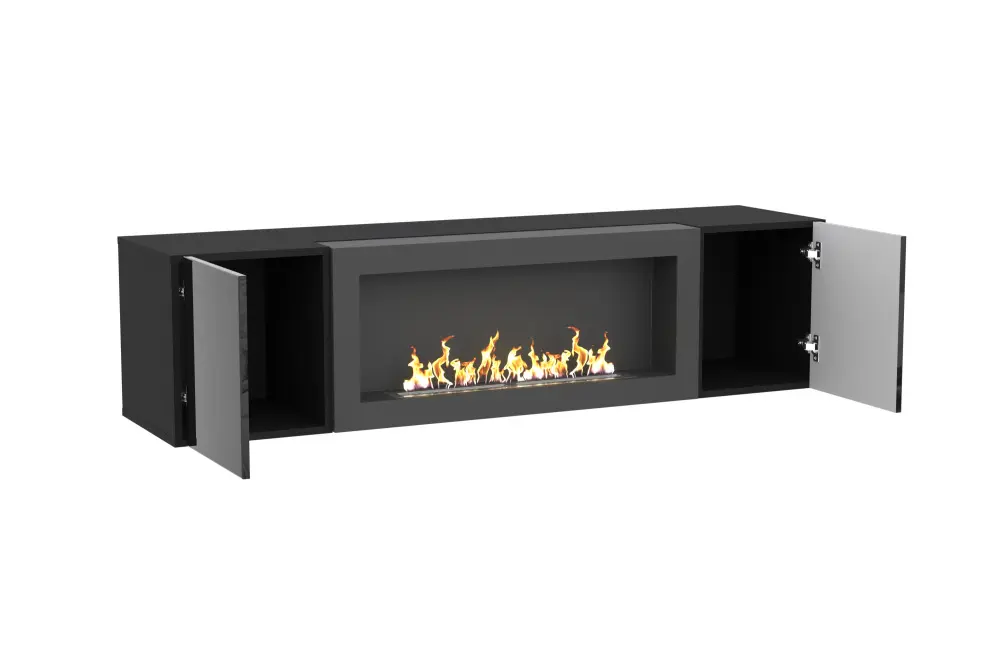 Тумба ТВ навесная с биокамином Point Т-28 Серый Графит (NK) | Интернет магазин Масса Мебель
