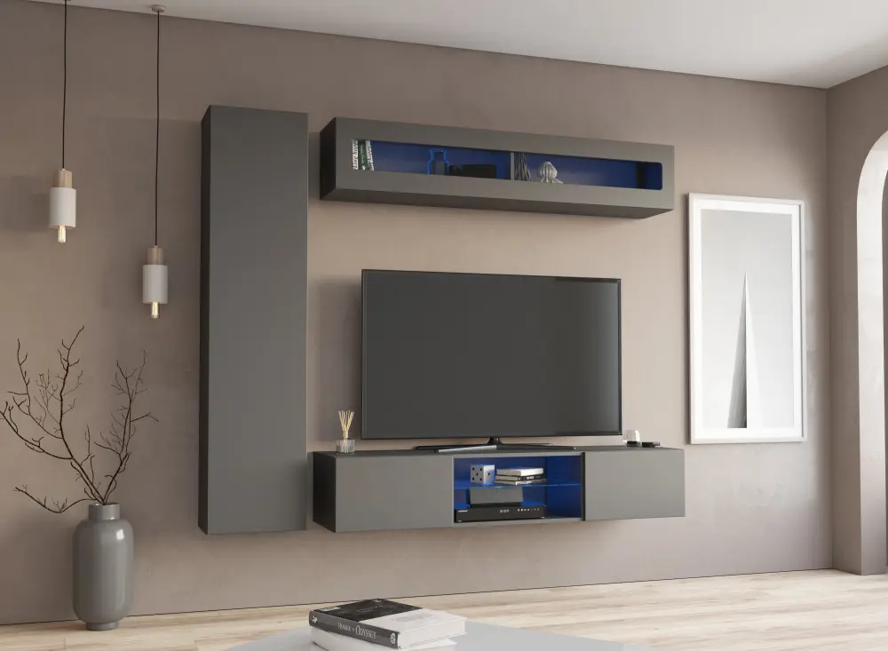 Полка навесная со стеклом Point Т-51 Серый графит (NK) | Интернет магазин Масса Мебель